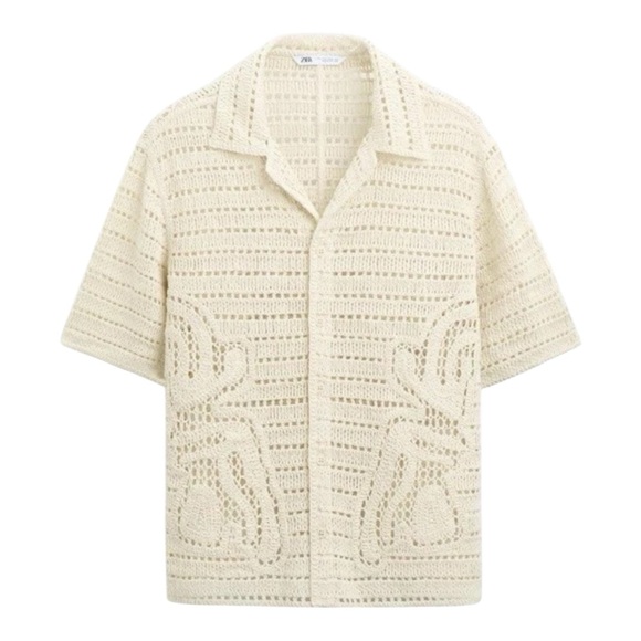 Zara Other - ZARA Oyster Floral Crochet Relaxed Fit Shirt Size M New